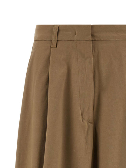 THELATEST Women's Flared Stretch Cotton Skirt - Brown