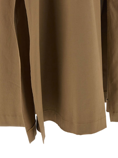 THELATEST Women's Flared Stretch Cotton Skirt - Brown