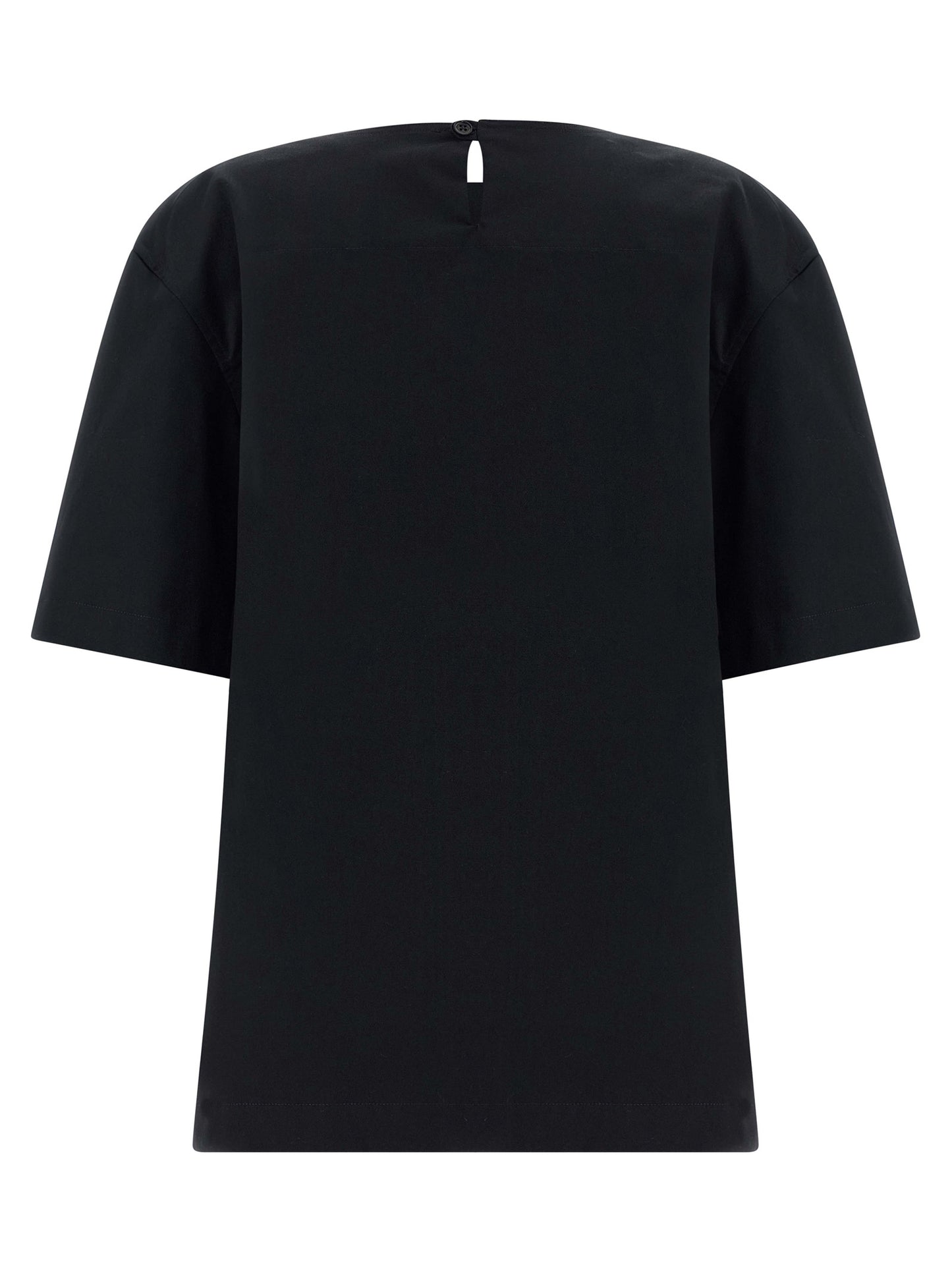 T-Shirt by THELATEST for women in stretch cotton black features a plush silhouette, showcasing a sophisticated and for a truly plush finish.