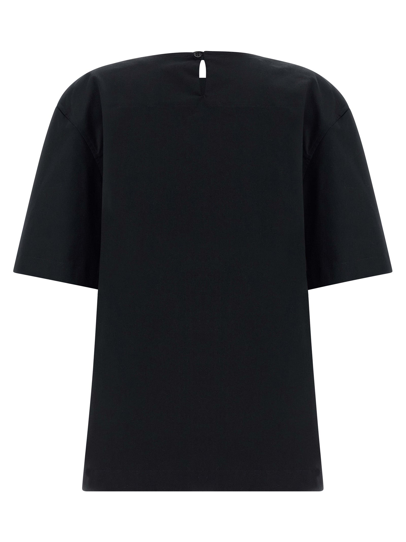 T-Shirt by THELATEST for women in stretch cotton black features a plush silhouette, showcasing a sophisticated and for a truly plush finish.