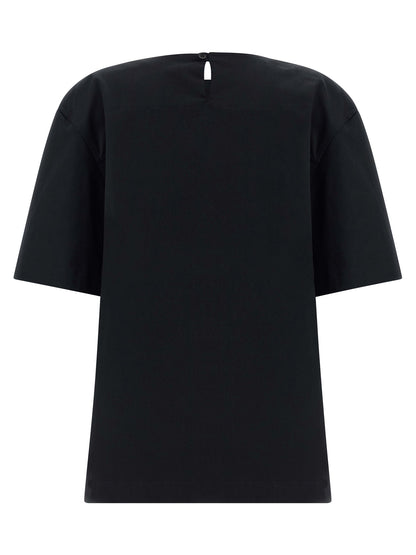 T-Shirt by THELATEST for women in stretch cotton black features a plush silhouette, showcasing a sophisticated and for a truly plush finish.