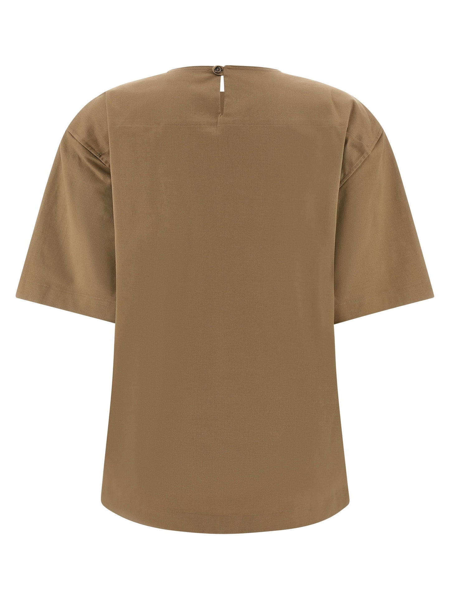T-Shirt by THELATEST for women in stretch cotton brown features an edgy silhouette, meticulously detailed with a sophisticated and for a truly edgy finish.