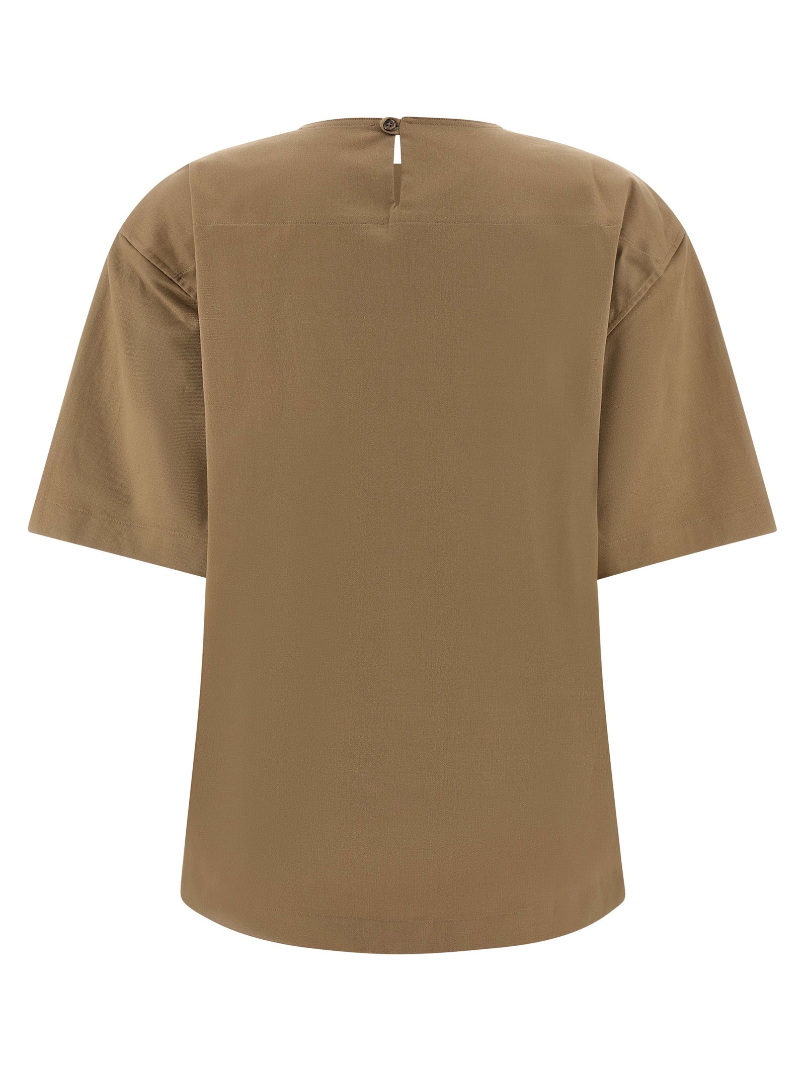 T-Shirt by THELATEST for women in stretch cotton brown features an edgy silhouette, meticulously detailed with a sophisticated and for a truly edgy finish.