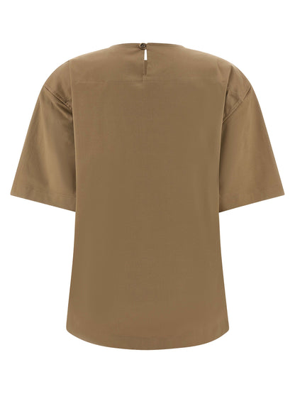 T-Shirt by THELATEST for women in stretch cotton brown features an edgy silhouette, meticulously detailed with a sophisticated and for a truly edgy finish.