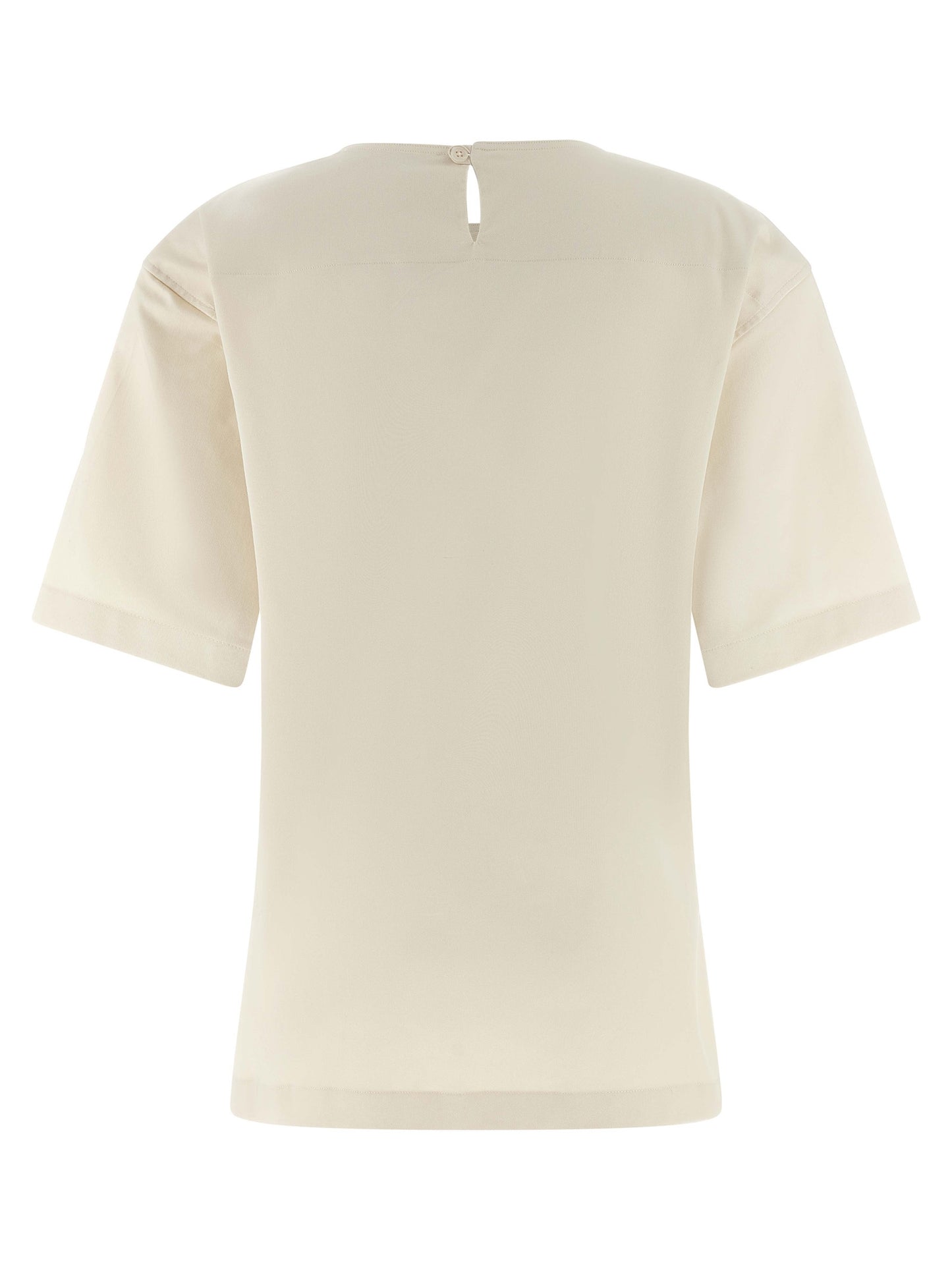 T-Shirt by THELATEST for women in stretch cotton white features a plush silhouette, showcasing a sophisticated and for a truly plush finish.