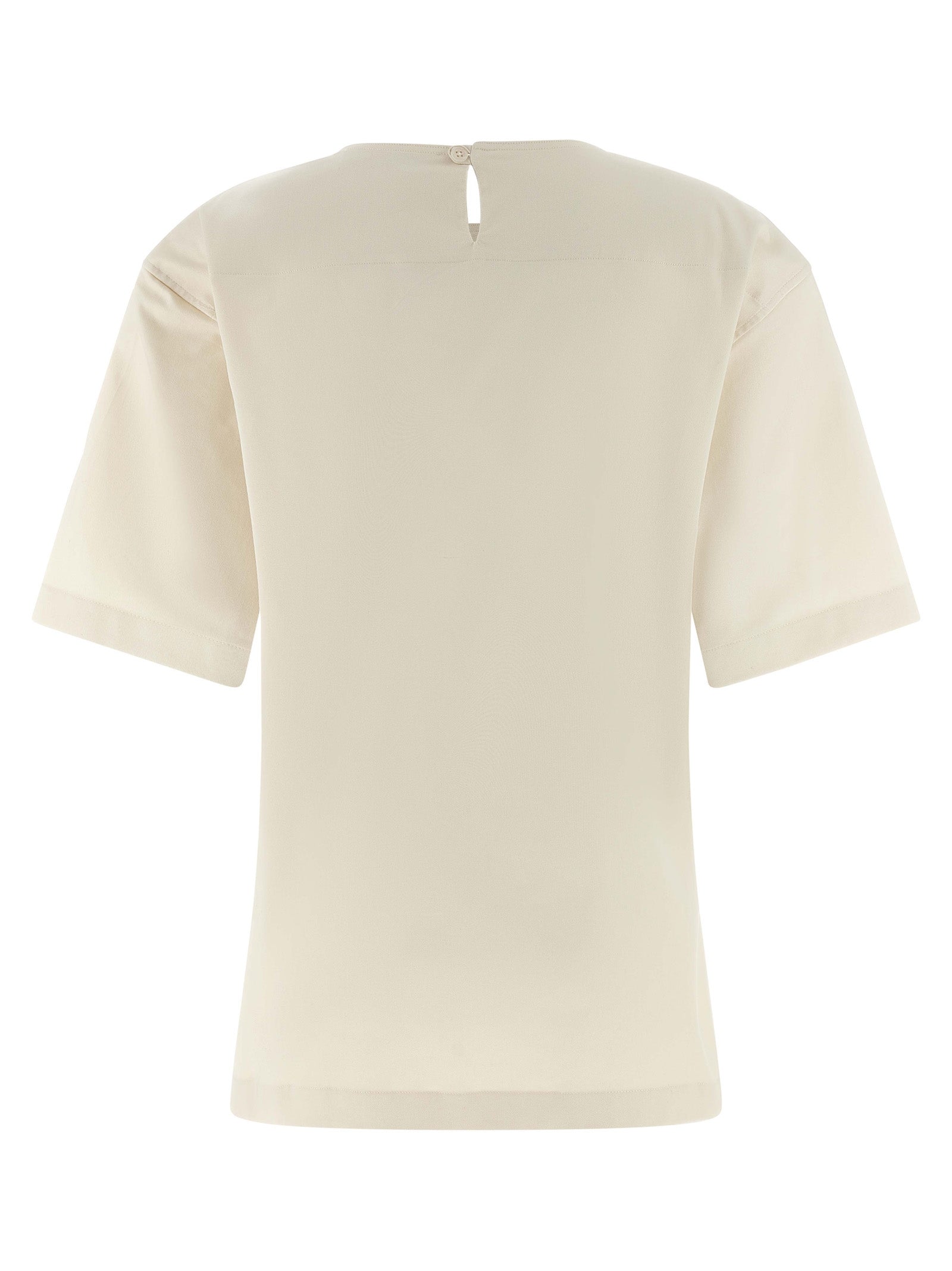 T-Shirt by THELATEST for women in stretch cotton white features a plush silhouette, showcasing a sophisticated and for a truly plush finish.