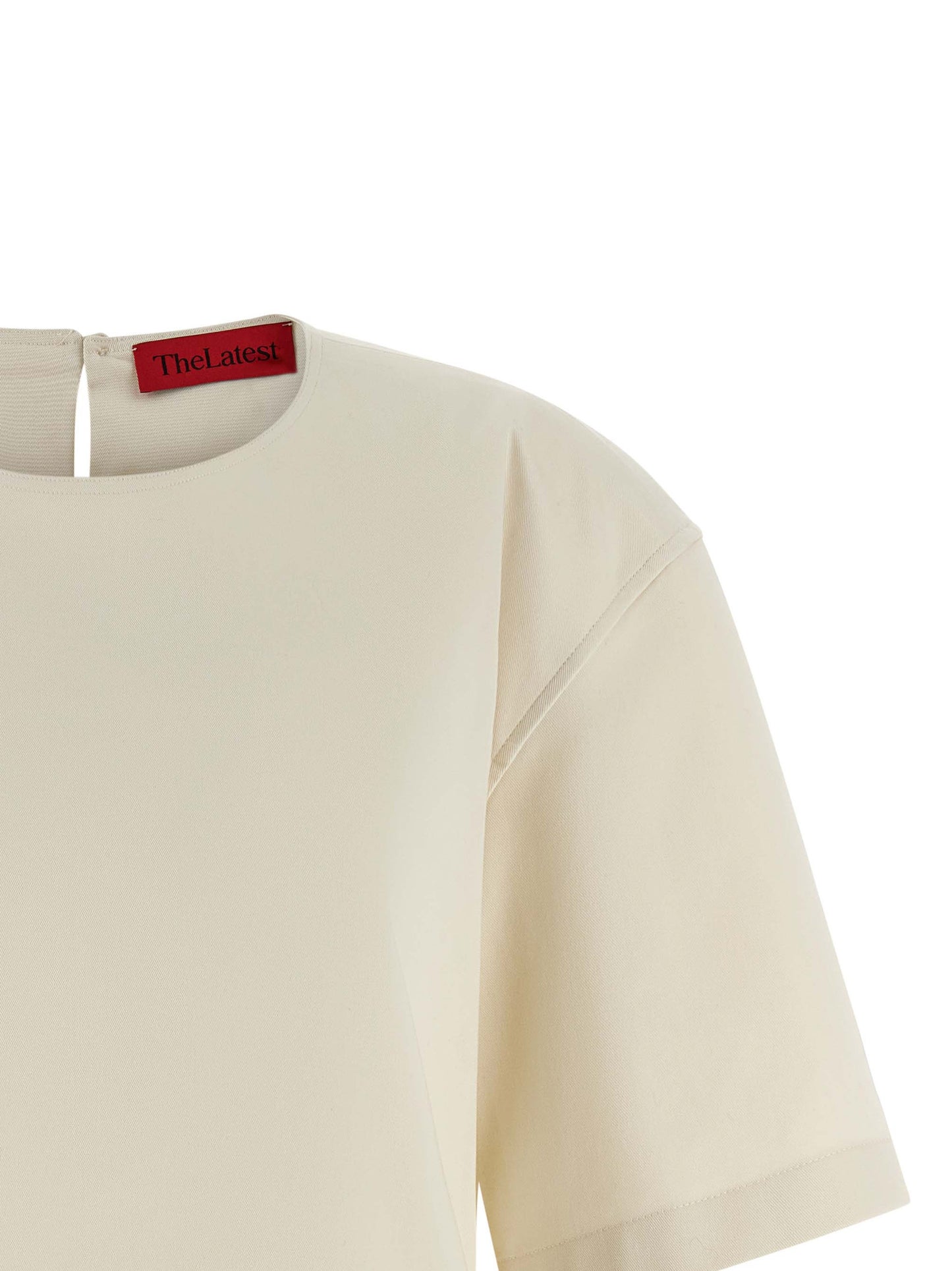 T-Shirt by THELATEST for women in stretch cotton white features an on trend silhouette, perfectly showcasing a on trend and for an elevated aesthetic.