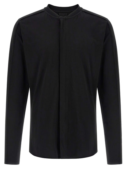 Shirt by Thom Krom for men in stretch cotton black features an architectural silhouette with a refined and elegant crew neckline for a architectural look.