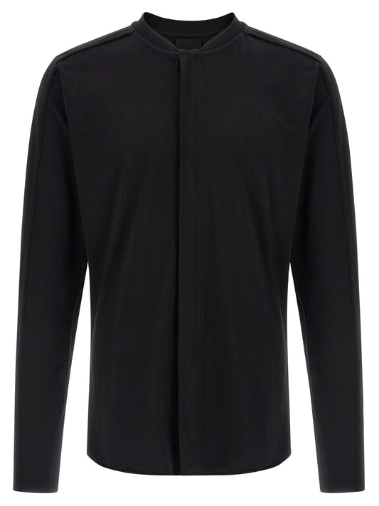 Shirt by Thom Krom for men in stretch cotton black features an architectural silhouette with a refined and elegant crew neckline for a architectural look.