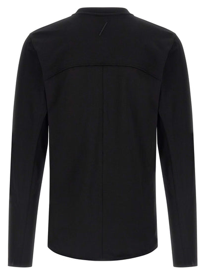 Shirt by Thom Krom for men in stretch cotton black showcases a sublime silhouette, artfully detailed with a sublime crew neckline and for a sophisticated, sublime finish.