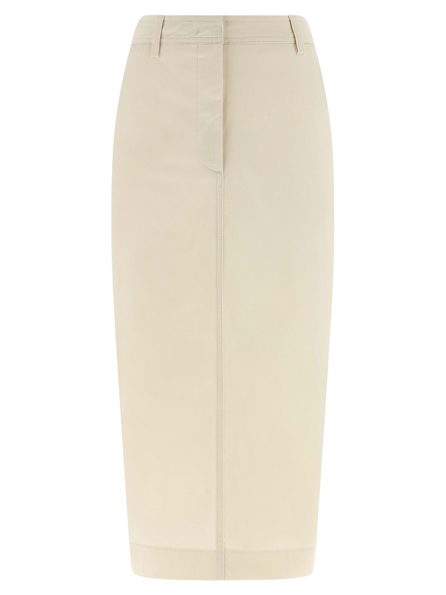 Skirt by THELATEST for women in stretch cotton white features a captivating silhouette, showcasing the captivating Women's Sheath Stretch Cotton Skirt design with a sophisticated midi for a captivating look.