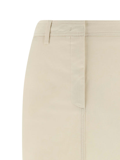 Skirt by THELATEST for women in stretch cotton white features an tailored silhouette, artfully capturing the essence of Women's Sheath Stretch Cotton Skirt in a sophisticated midi.