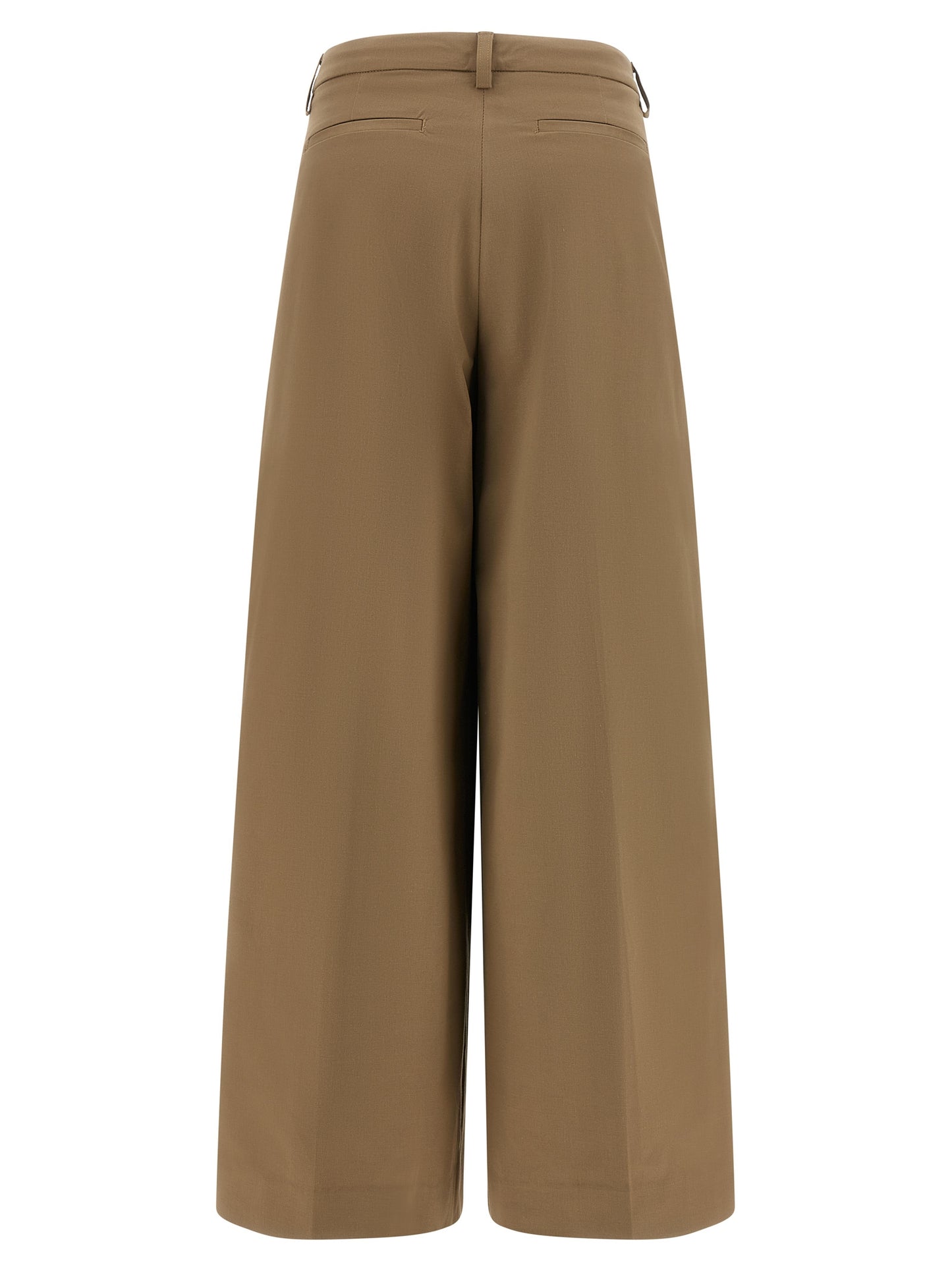 THELATEST Women's Straight Leg Wide Stretch Cotton Casual Pants - Brown
