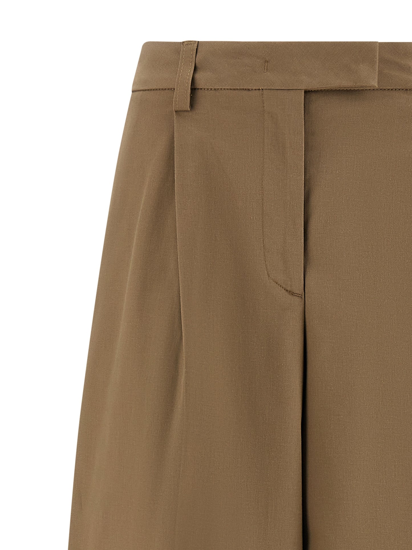 THELATEST Women's Straight Leg Wide Stretch Cotton Casual Pants - Brown
