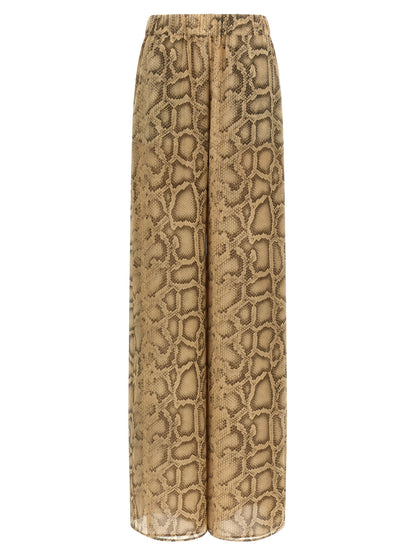 The Andamane Icon Women's Straight Leg Wide Polyester Python Leather Jeans - Beige Natural Print