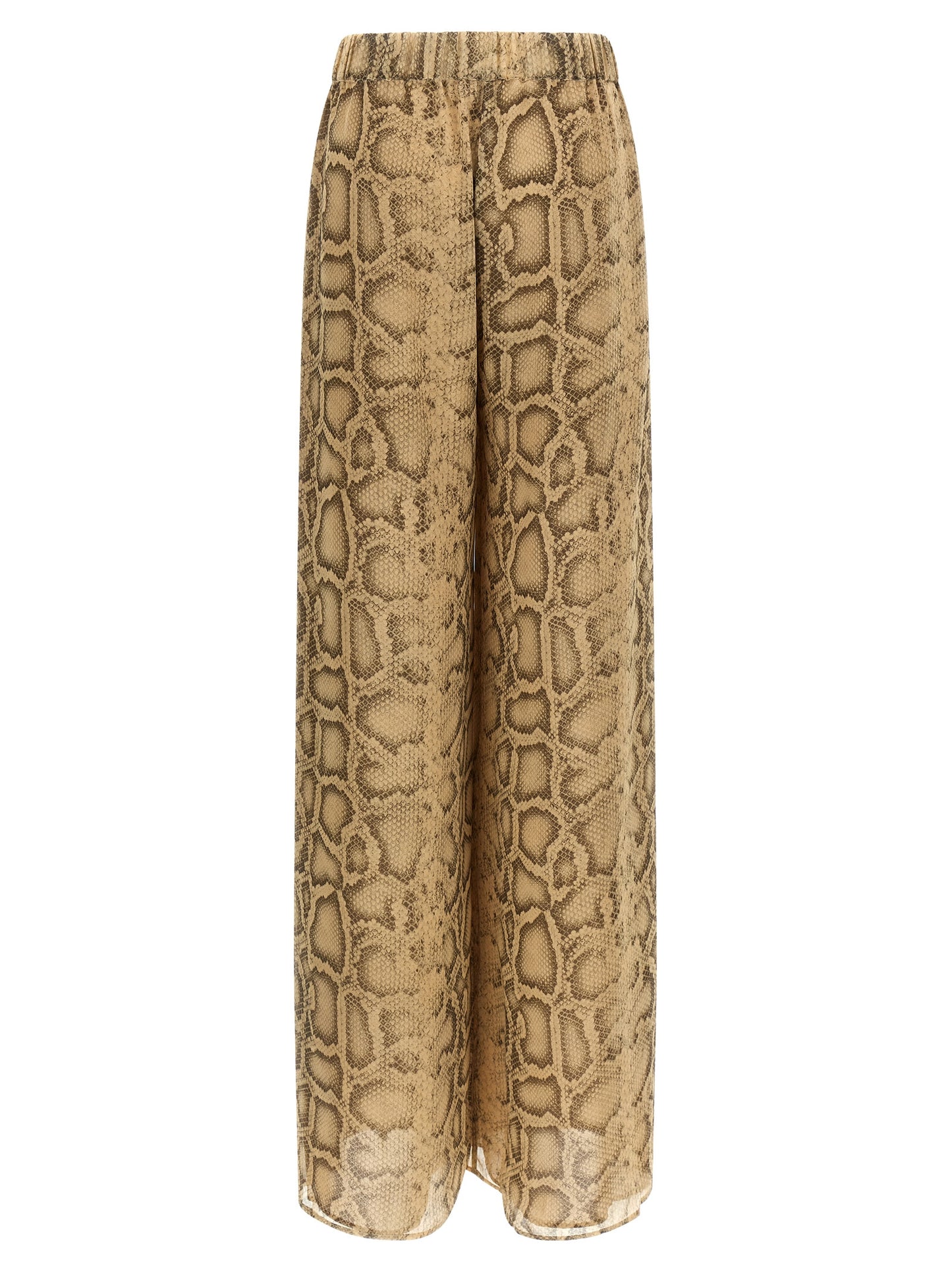 The Andamane Icon Women's Straight Leg Wide Polyester Python Leather Jeans - Beige Natural Print