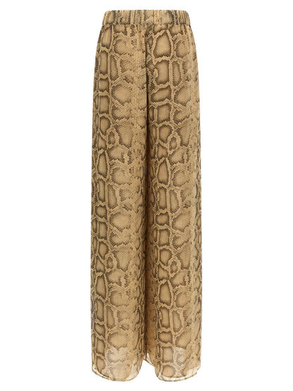 The Andamane Icon Women's Straight Leg Wide Polyester Python Leather Jeans - Beige Natural Print