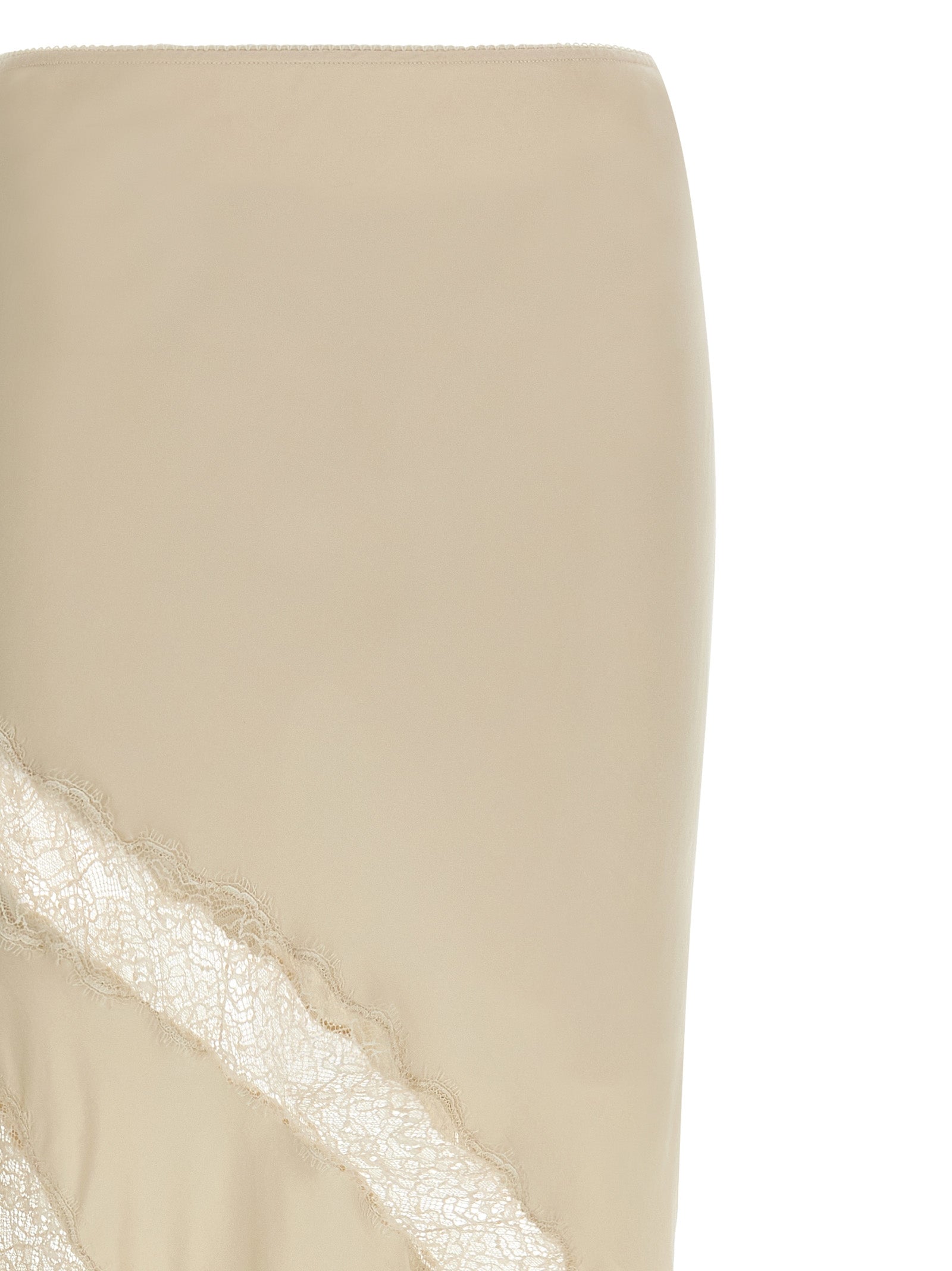Skirt by The Andamane for women in satin viscose beige features a contoured silhouette from the Women's Asymmetrical Satin Viscose Mini Skirt collection, characterized by its contoured mini for a contoured finish.