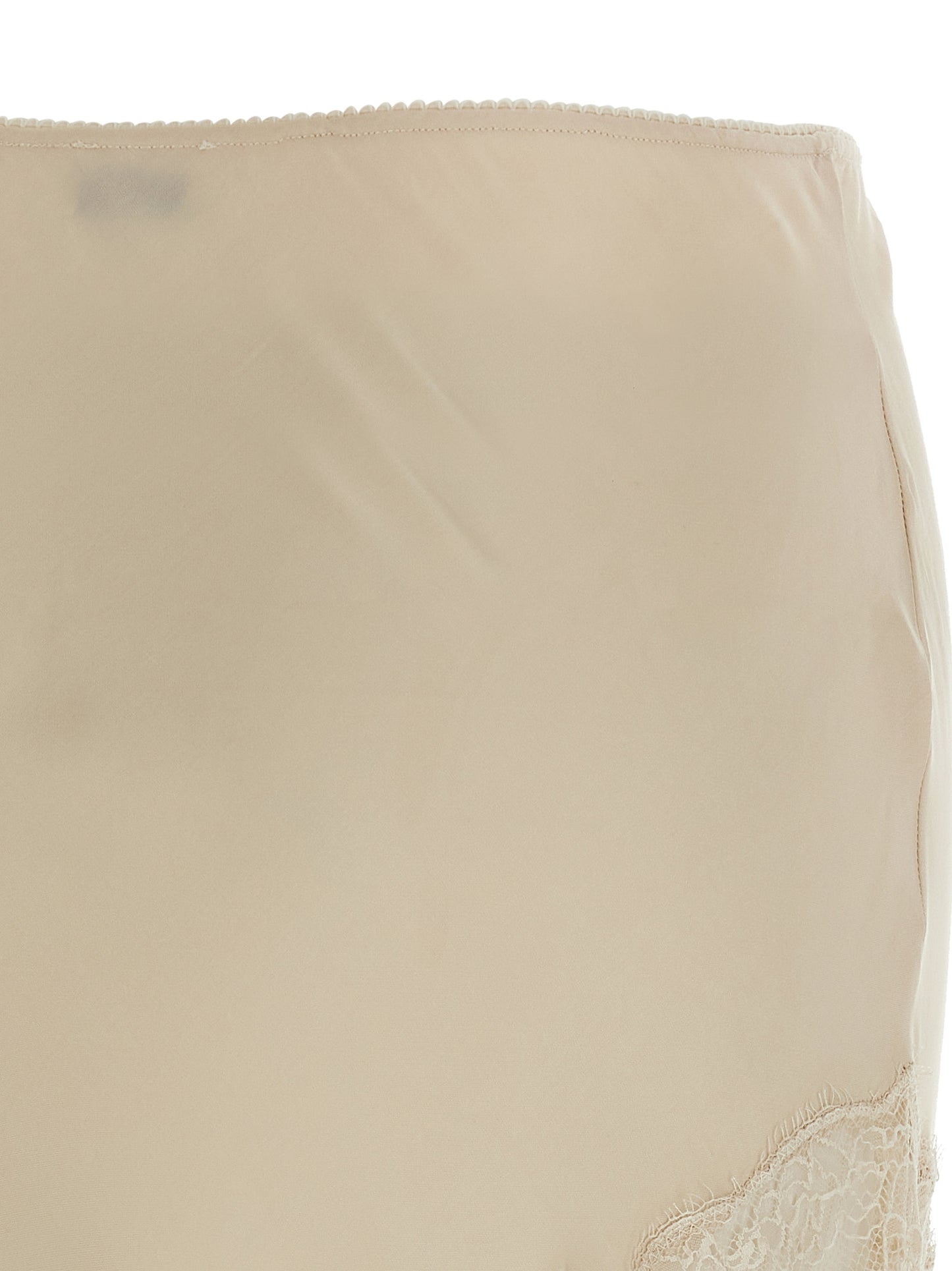 Skirt by The Andamane for women in satin viscose beige features an tailored silhouette, artfully capturing the essence of Women's Asymmetrical Satin Viscose Mini Skirt in a sophisticated mini.