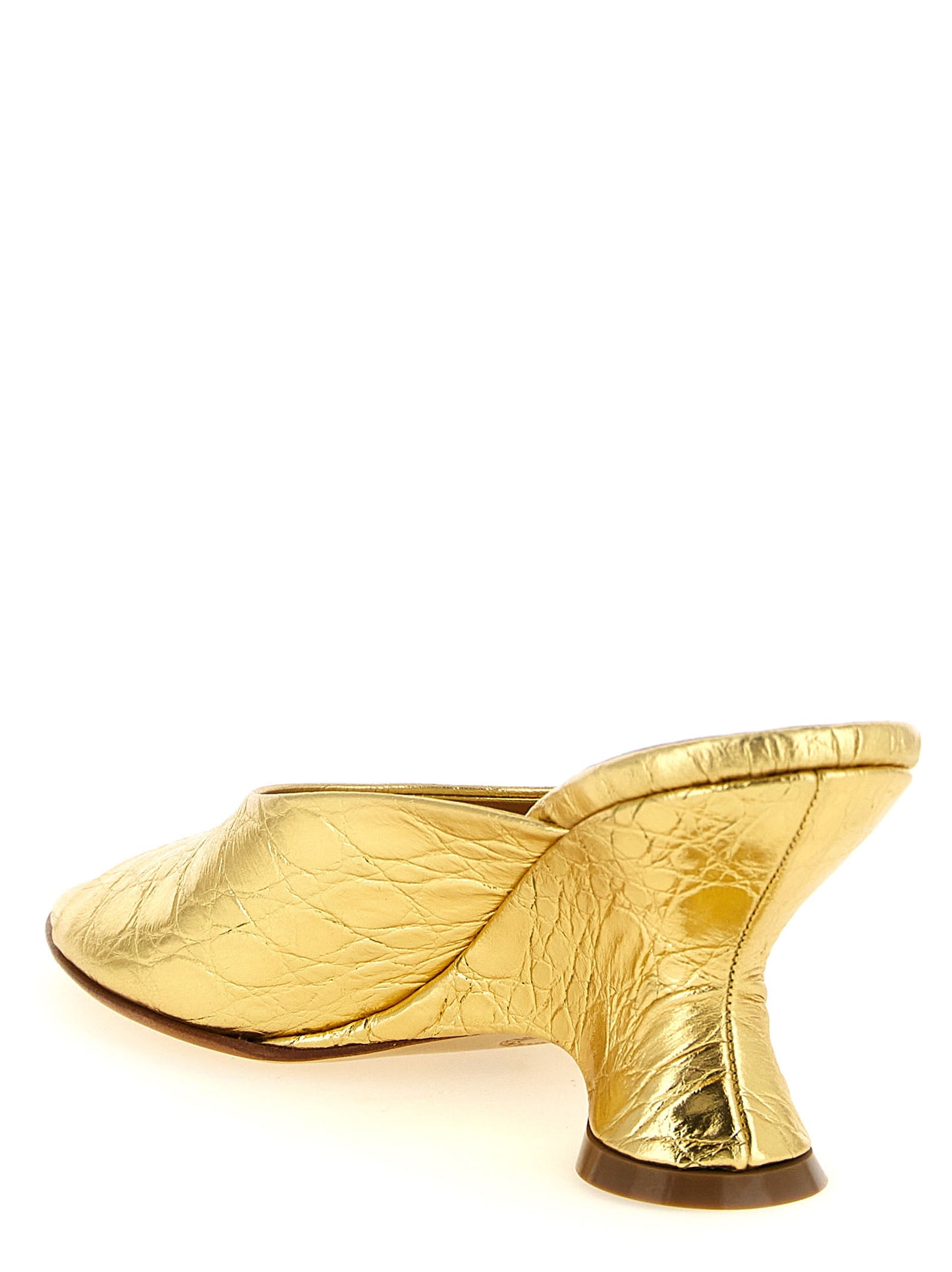 Dries Van Noten Women's Bos Taurus Embossed Calfskin Leather Wedge Mules Sandals - Gold