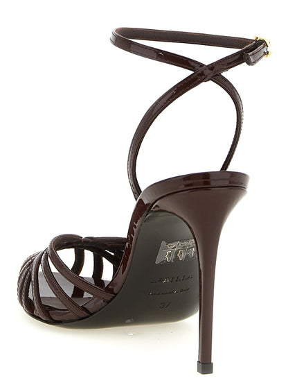 Stiletto Ankle Strap Sandals by LE SILLA for women in bos taurus calfskin leather brown features an architectural design from the Women's Bos Taurus Calfskin Leather Stiletto Ankle Strap Sandals collection, defined by a architectural stiletto and for a architectural finish.