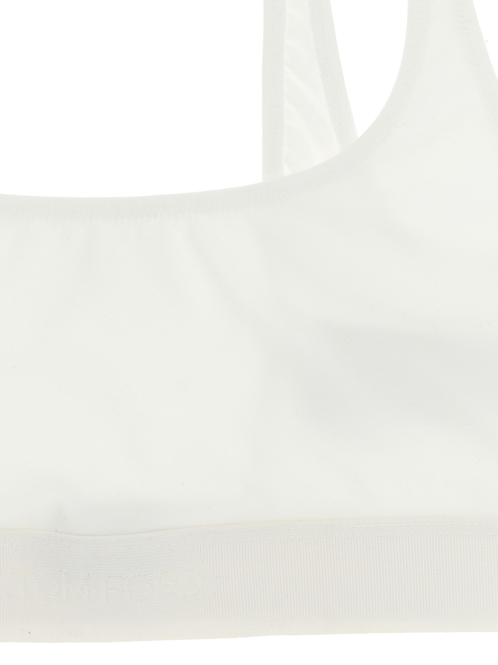 Bra by Tom Ford for women in stretch modal white, jacquard & signature presents a bespeak silhouette, showcasing the bespeak Women's Stretch Modal Bra design with a premium bespeak finish.