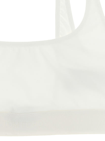 Bra by Tom Ford for women in stretch modal white, jacquard & signature presents a bespeak silhouette, showcasing the bespeak Women's Stretch Modal Bra design with a premium bespeak finish.