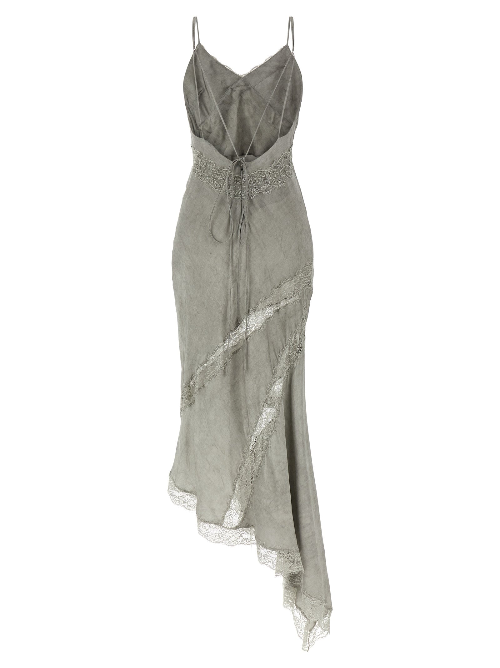 Dress by The Andamane for women in satin viscose gray showcases a striking silhouette, elegantly detailed with a , refined wide-neck neckline, and a striking long for a striking finish.