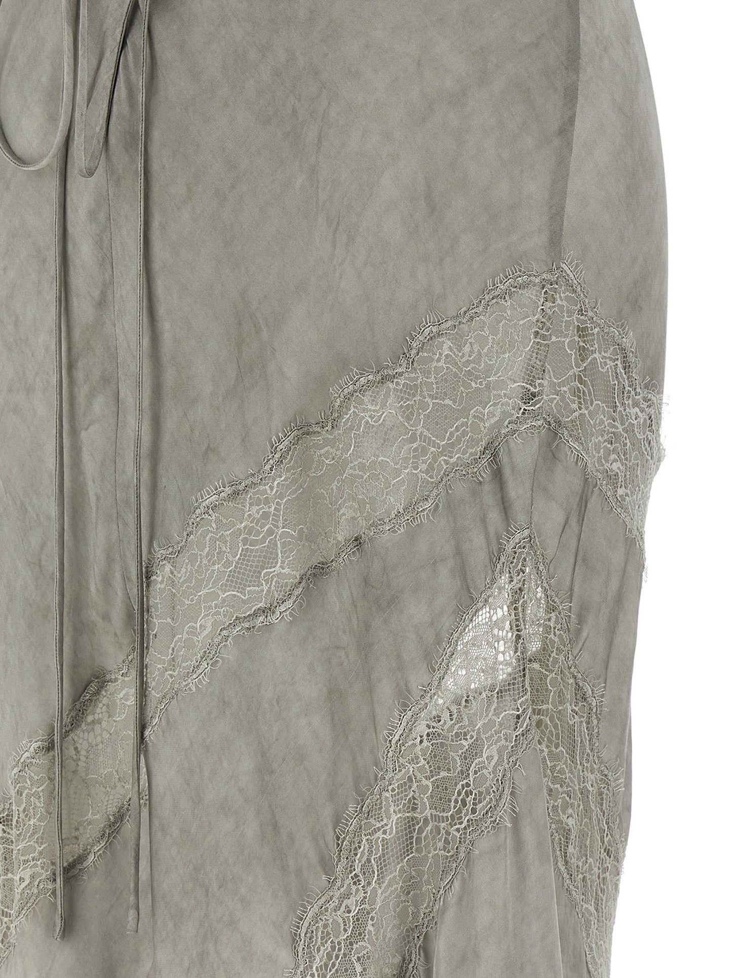 Dress by The Andamane for women in satin viscose gray presents a sinuous silhouette, showcasing a sophisticated and detailed with a sinuous long for a refined finish.