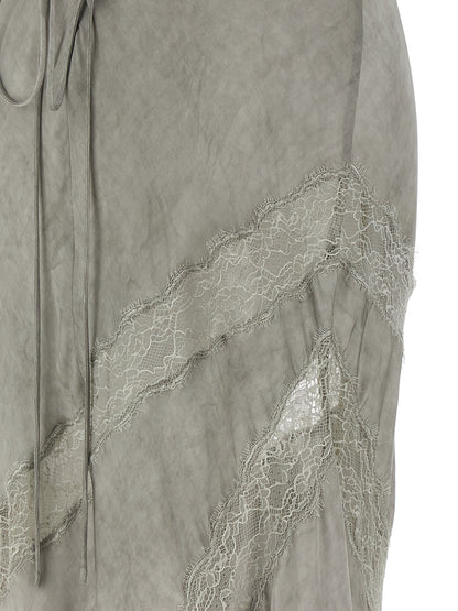 Dress by The Andamane for women in satin viscose gray presents a sinuous silhouette, showcasing a sophisticated and detailed with a sinuous long for a refined finish.