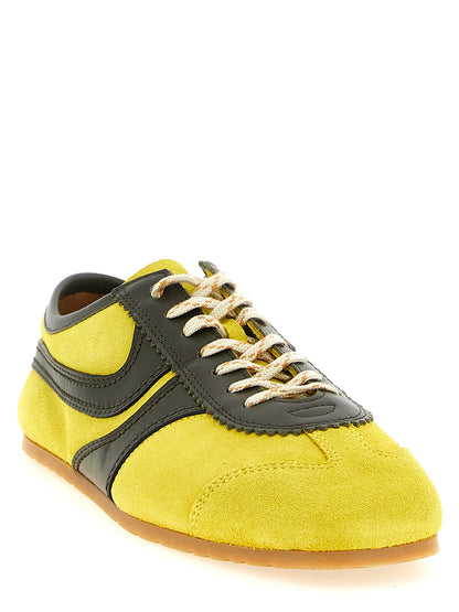 Sneakers by Dries Van Noten for women in suede calfskin leather bicolour & yellow features an fashionable silhouette, showcasing the premium Women's Fashion Suede Calfskin Leather Sneakers in a fashionable fashion style that offers a fashionable finish for refined style.