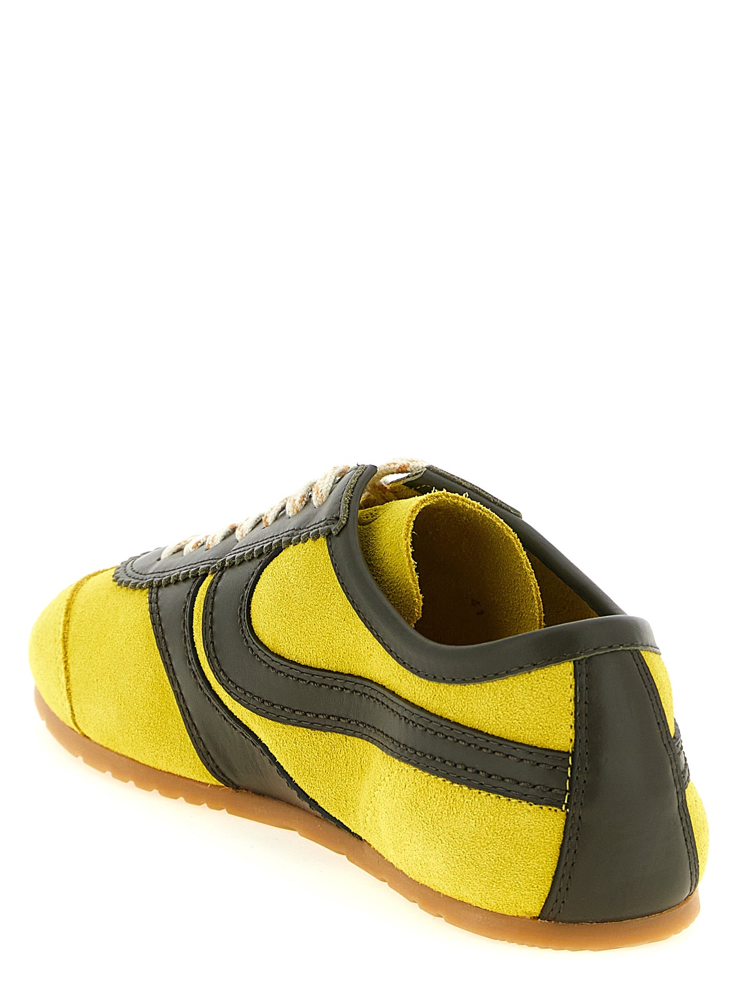 Sneakers by Dries Van Noten for women in suede calfskin leather bicolour & yellow presents a on trend silhouette from the Women's Fashion Suede Calfskin Leather Sneakers collection, showcasing a on trend fashion style for an elevated aesthetic.