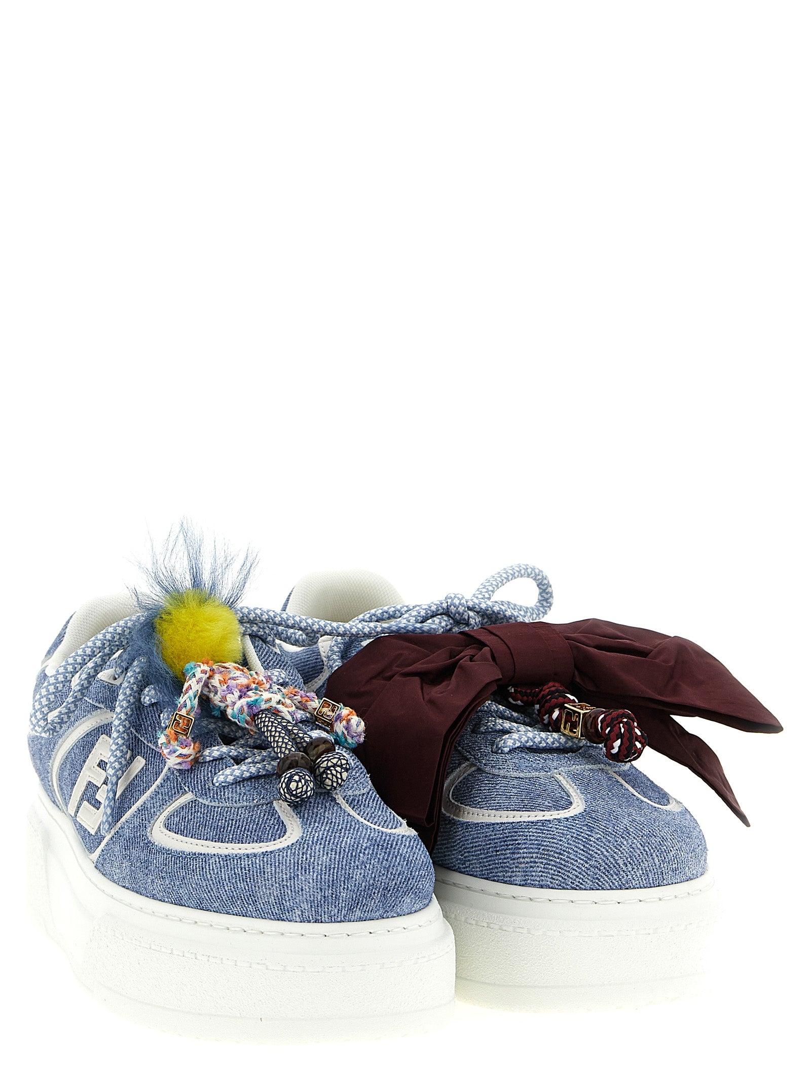 Sneakers by Fendi for women in denim & suede calfskin leather light-blue features an versatile design from the Women's Fashion Denim & Suede Calfskin Leather Sneakers collection, highlighting a versatile fashion style for a premium, high-fashion look.