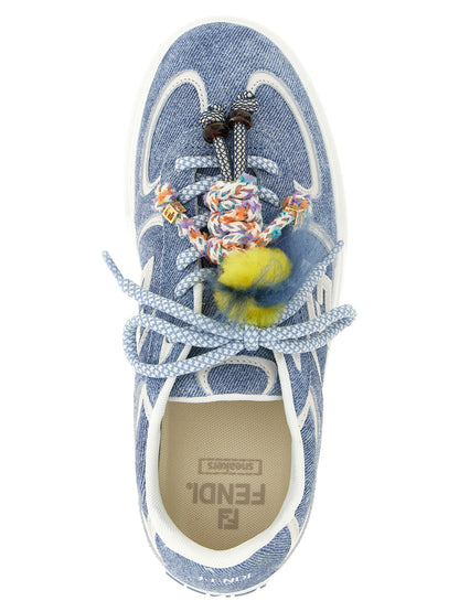 Sneakers by Fendi for women in denim & suede calfskin leather light-blue features an versatile design from the Women's Fashion Denim & Suede Calfskin Leather Sneakers collection, highlighting a versatile fashion style for a premium, high-fashion look.