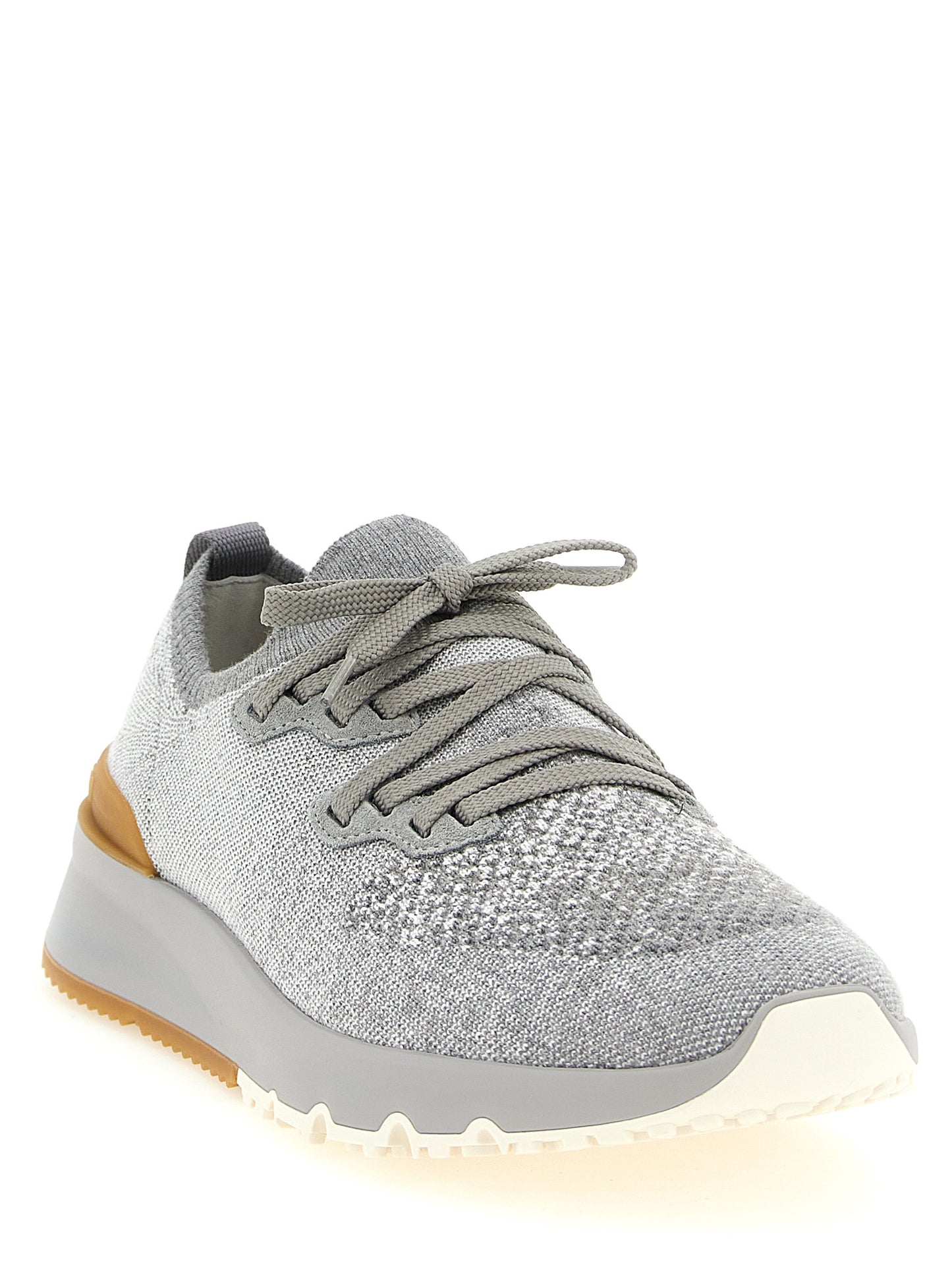 Athletic Sneakers by Brunello Cucinelli for men in stretch polyamide cotton gray features an timeless silhouette from the Men's Slip On Stretch Polyamide Cotton Athletic Sneakers collection, showcasing a timeless slip-on style for a timeless look.