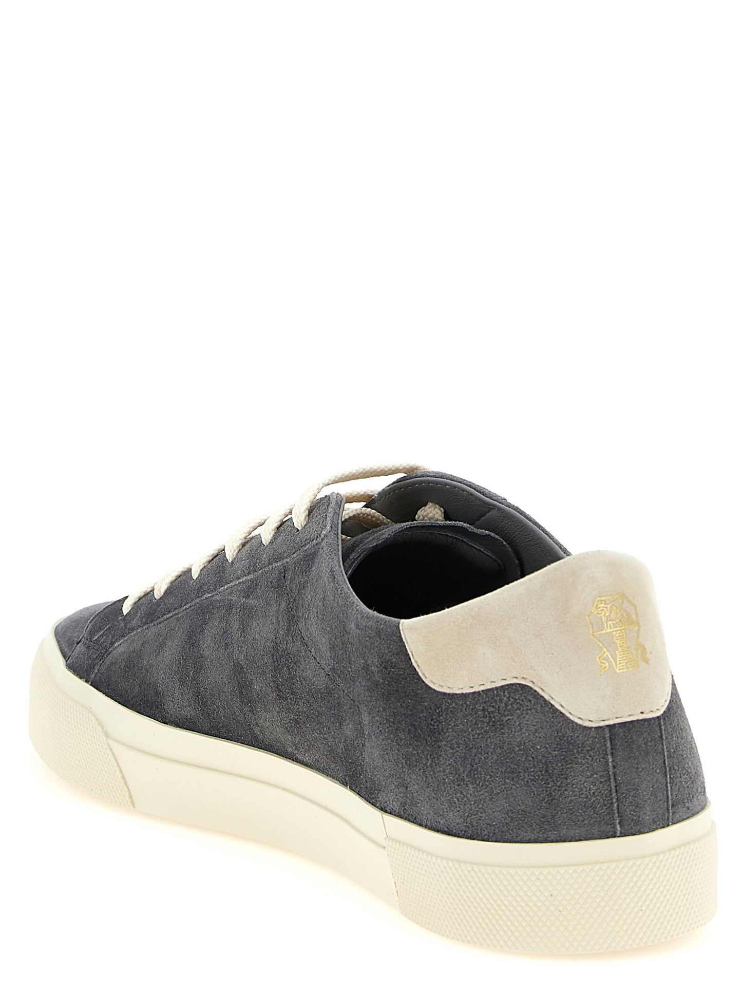 Sneakers by Brunello Cucinelli for men in suede calfskin leather gray features a chic design, perfectly showcasing the chic casual style of this Men's Casual Suede Calfskin Leather Sneakers.