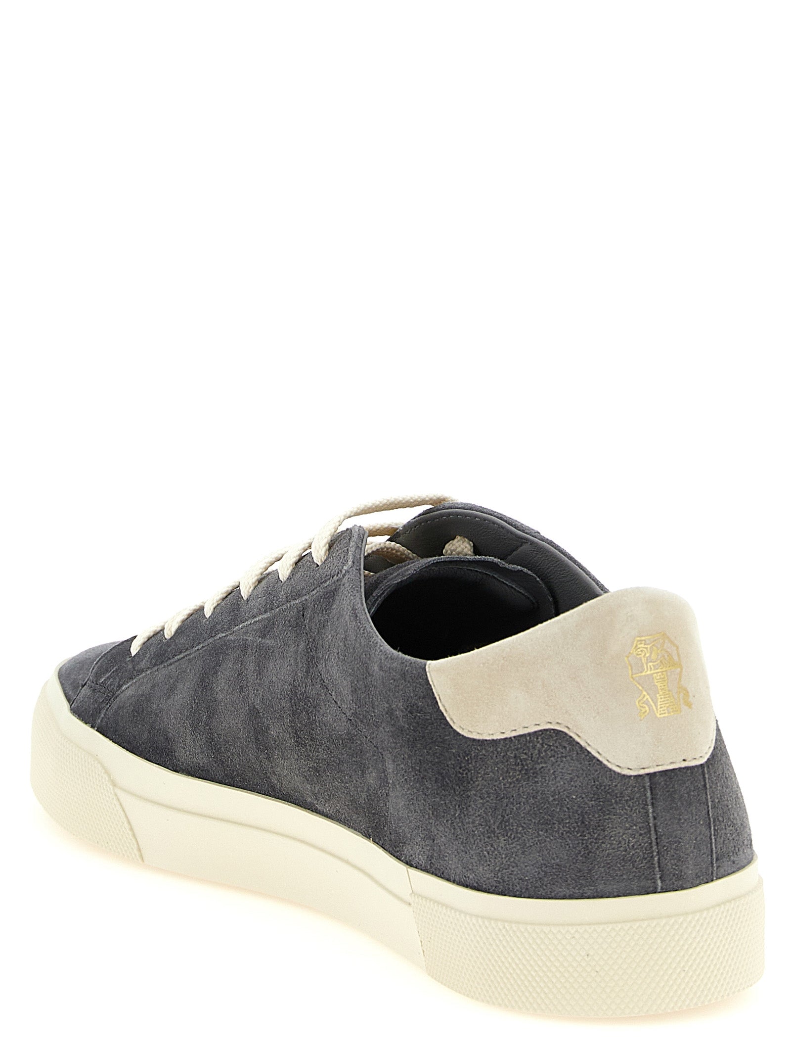 Sneakers by Brunello Cucinelli for men in suede calfskin leather gray features a chic design, perfectly showcasing the chic casual style of this Men's Casual Suede Calfskin Leather Sneakers.