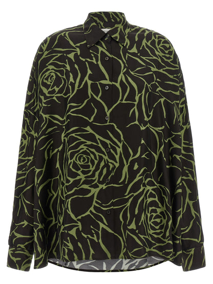 Blouse by Dries Van Noten for women in viscose black, peach & patterned, featuring a nuanced long-sleeve and nuanced for a sophisticated finish.