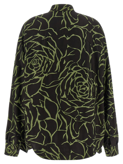 Blouse by Dries Van Noten for women in viscose black, peach & patterned features an architectural silhouette with a refined and elegant for a architectural look.