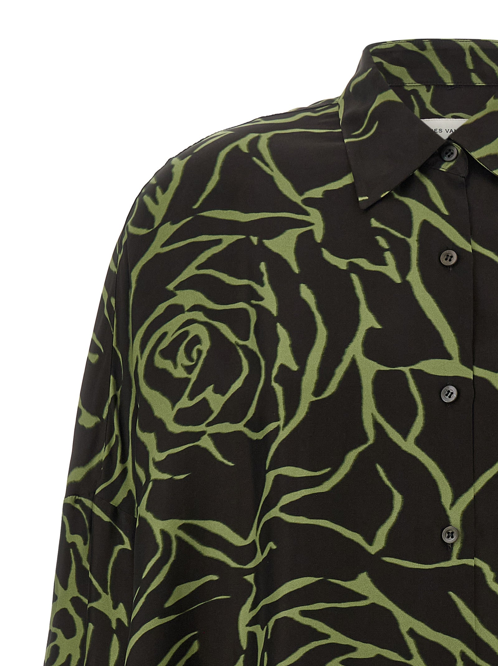 Blouse by Dries Van Noten for women in viscose black, peach & patterned showcases a sublime silhouette, artfully detailed with a sublime and for a sophisticated, sublime finish.
