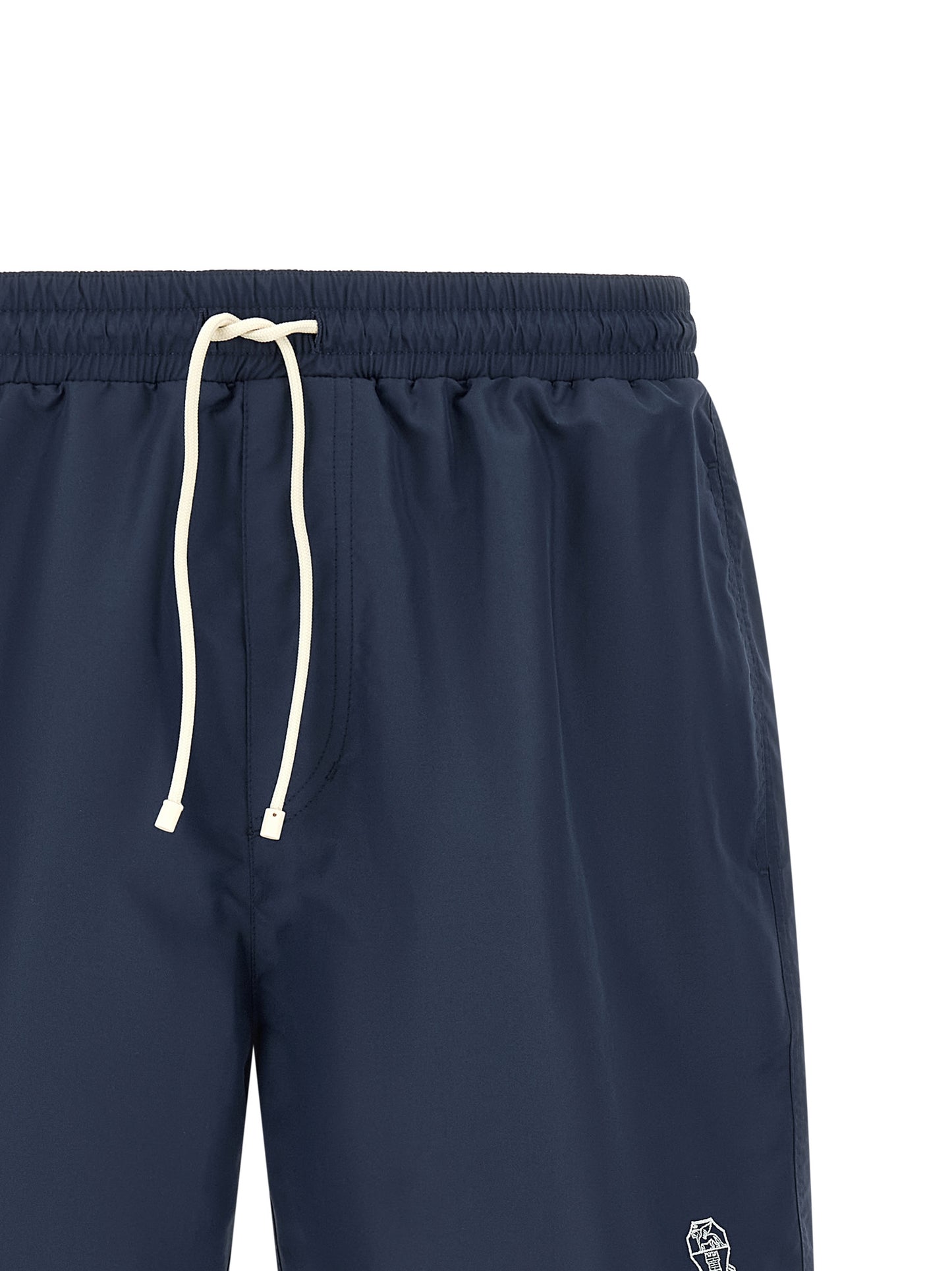 Swim Shorts by Brunello Cucinelli for men in nylon polyester & mesh blue features a riviera-ready silhouette, showcasing the Men's Nylon Polyester & Mesh Swim Shorts design for a premium look.