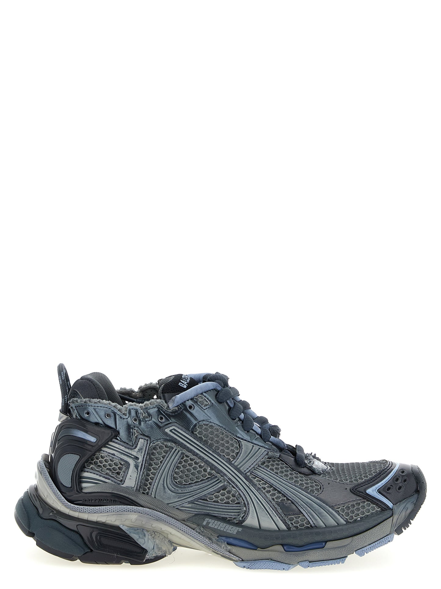Athletic Sneakers by Balenciaga for men in polyester polyethylene & polyurethane gray presents a sleek silhouette, perfectly capturing the athletic style essence of Men's Athletic Polyester Polyethylene & Polyurethane Sneakers with its sleek design and premium finish.