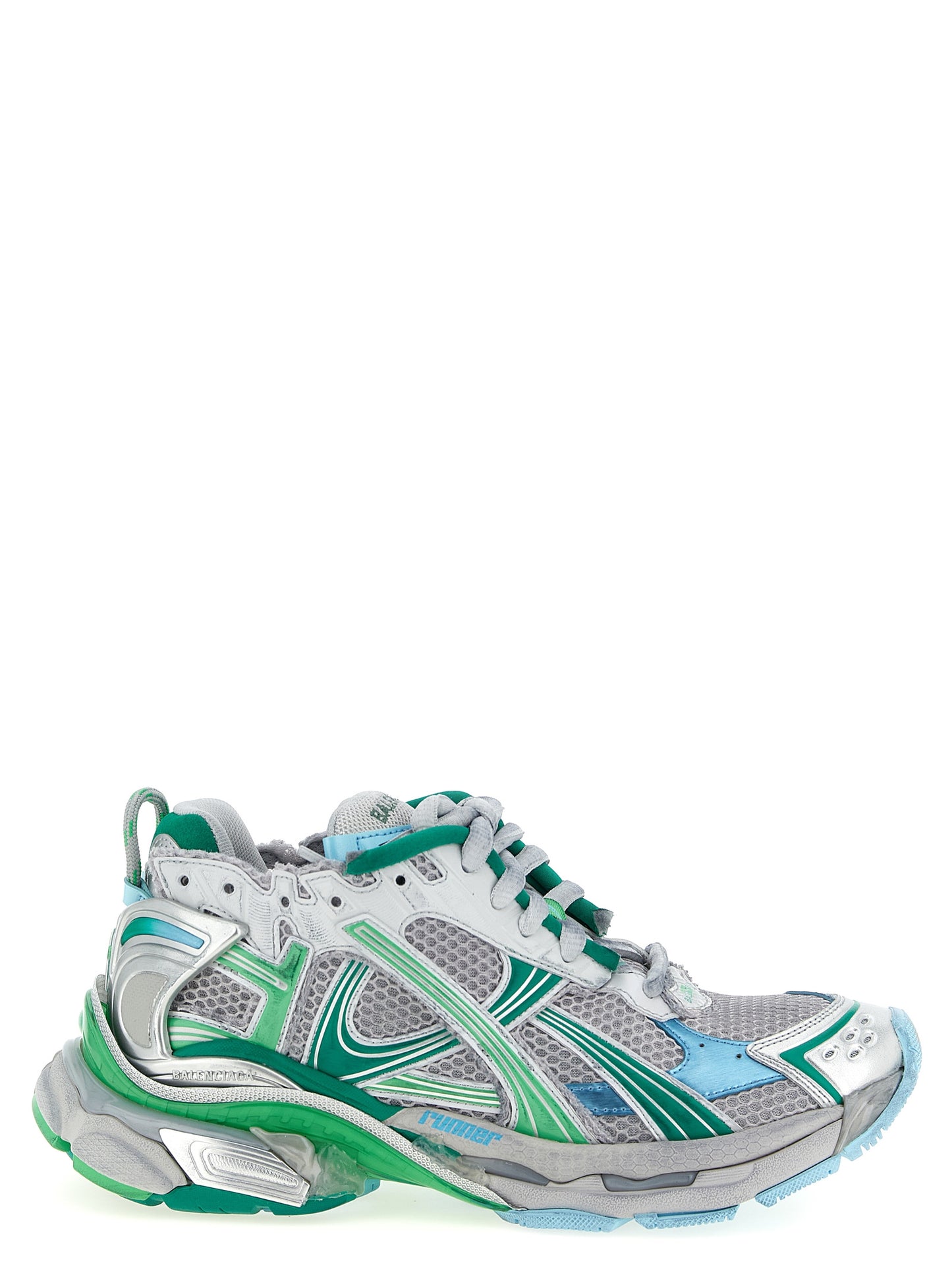 Athletic Sneakers by Balenciaga for men in polyester polyethylene & polyurethane multicolor features an timeless silhouette from the Men's Athletic Polyester Polyethylene & Polyurethane Sneakers collection, showcasing a timeless athletic style for a timeless look.