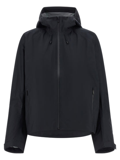 Hooded Windbreaker Jacket by Canada Goose for women in polyester black & print features an magnificent silhouette, showcasing the sophisticated hooded neckline and functional hooded & windproof for a premium, magnificent look.
