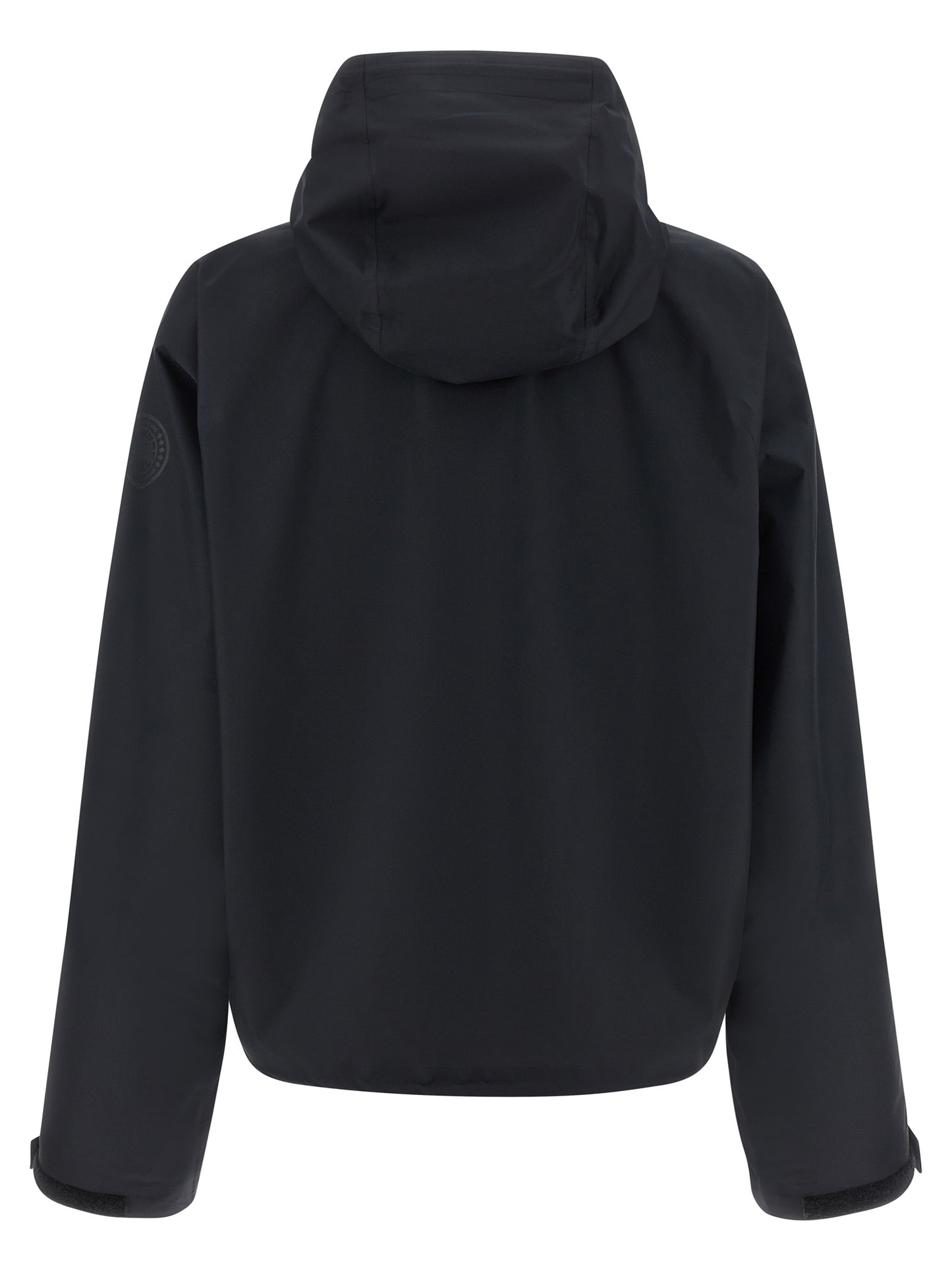 Hooded Windbreaker Jacket by Canada Goose for women in polyester black & print features an stylish silhouette, showcasing a sophisticated hooded neckline and performance-driven hooded & windproof for a premium, stylish look.