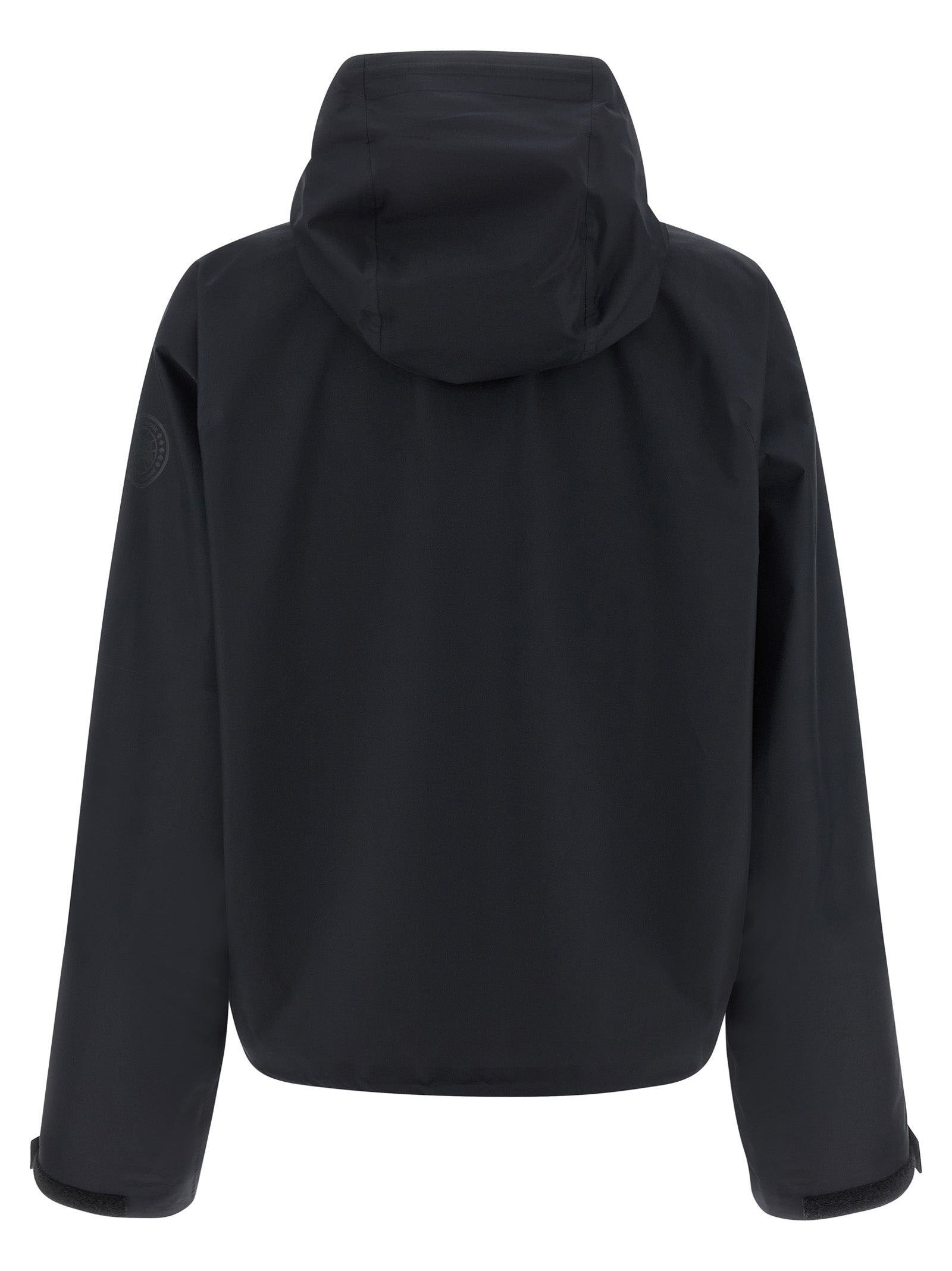 Hooded Windbreaker Jacket by Canada Goose for women in polyester black & print features an stylish silhouette, showcasing a sophisticated hooded neckline and performance-driven hooded & windproof for a premium, stylish look.