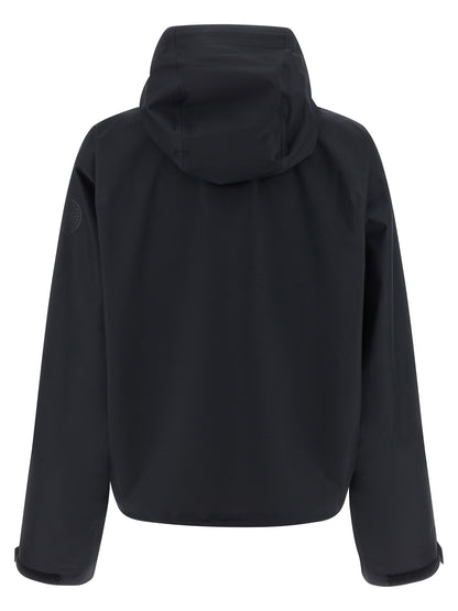 Hooded Windbreaker Jacket by Canada Goose for women in polyester black & print features an stylish silhouette, showcasing a sophisticated hooded neckline and performance-driven hooded & windproof for a premium, stylish look.