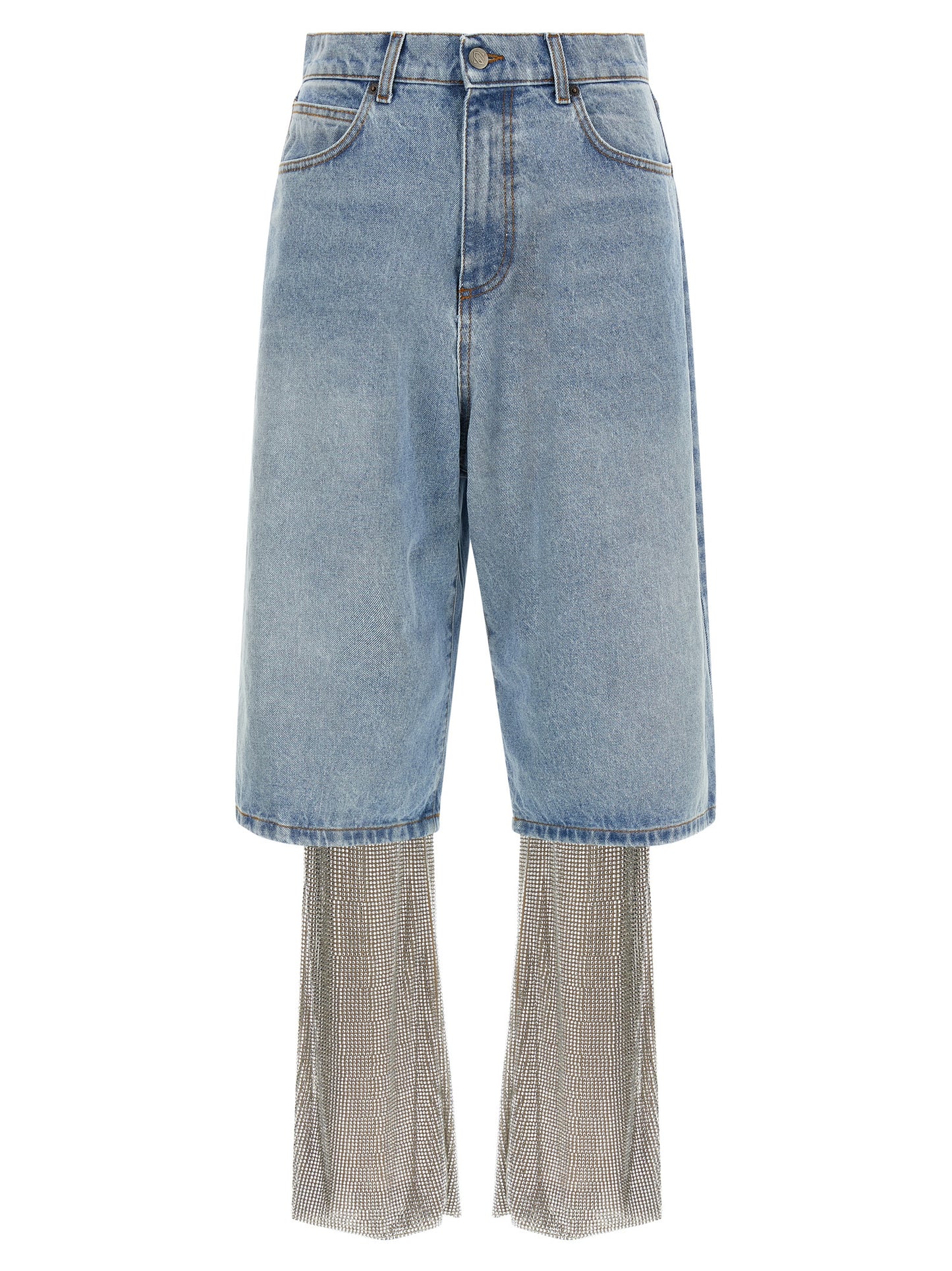 Giuseppe Di Morabito Women's Flared Wide Leggings Denim Cotton Shorts - Multicolor