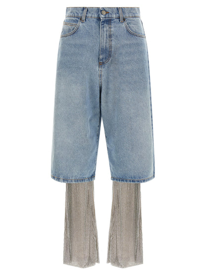 Giuseppe Di Morabito Women's Flared Wide Leggings Denim Cotton Shorts - Multicolor