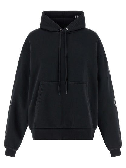 Sweatshirt Hoodie by Balenciaga for women in cotton black features an luminous silhouette, showcasing a sophisticated hooded neckline and long-sleeve for a truly luminous look.